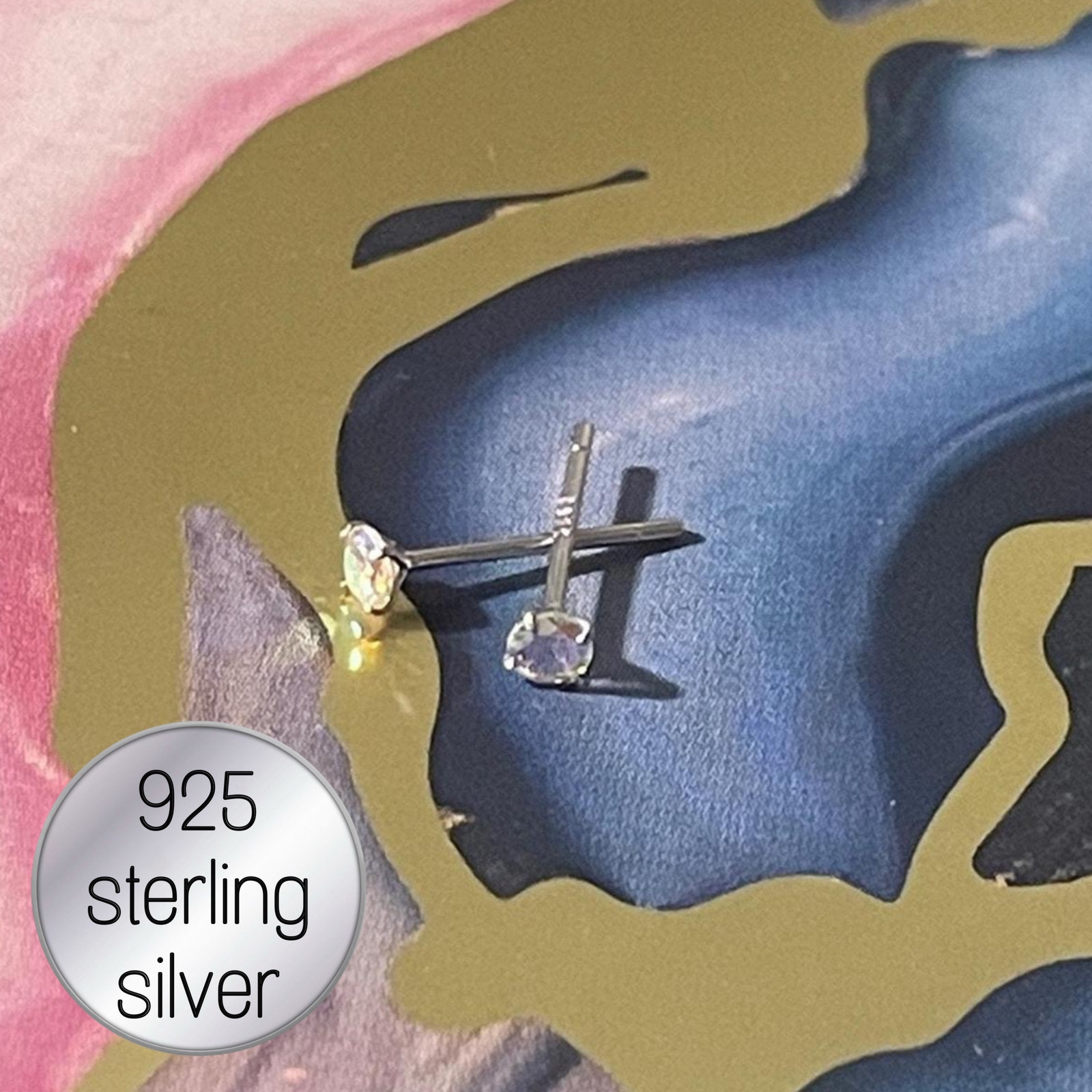 Silver Cz 925 Sterling Silver Sparkling Stud Earrings 3mm 16$